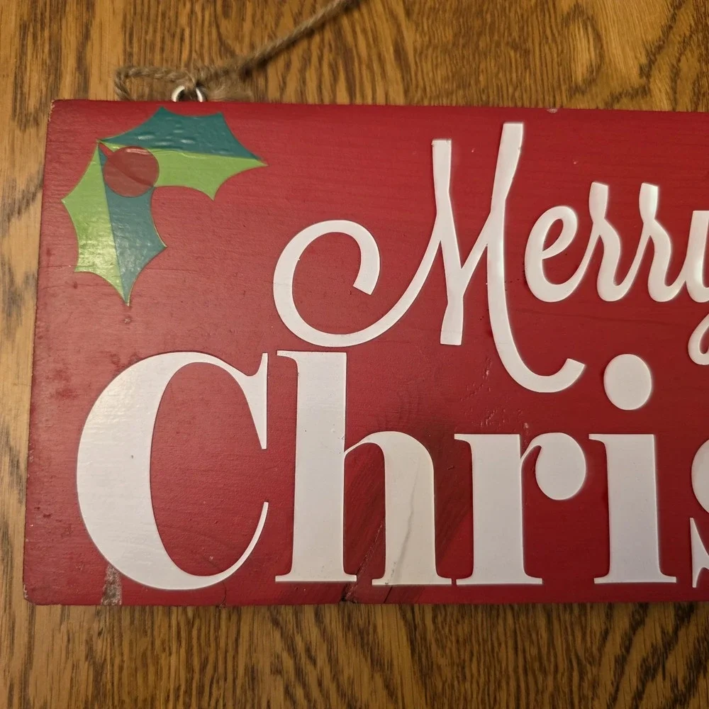 Reversible MERRY CHRISTMAS HAPPY THANKSGIVING Homemade Vinyl Wood Hanging Sign‎